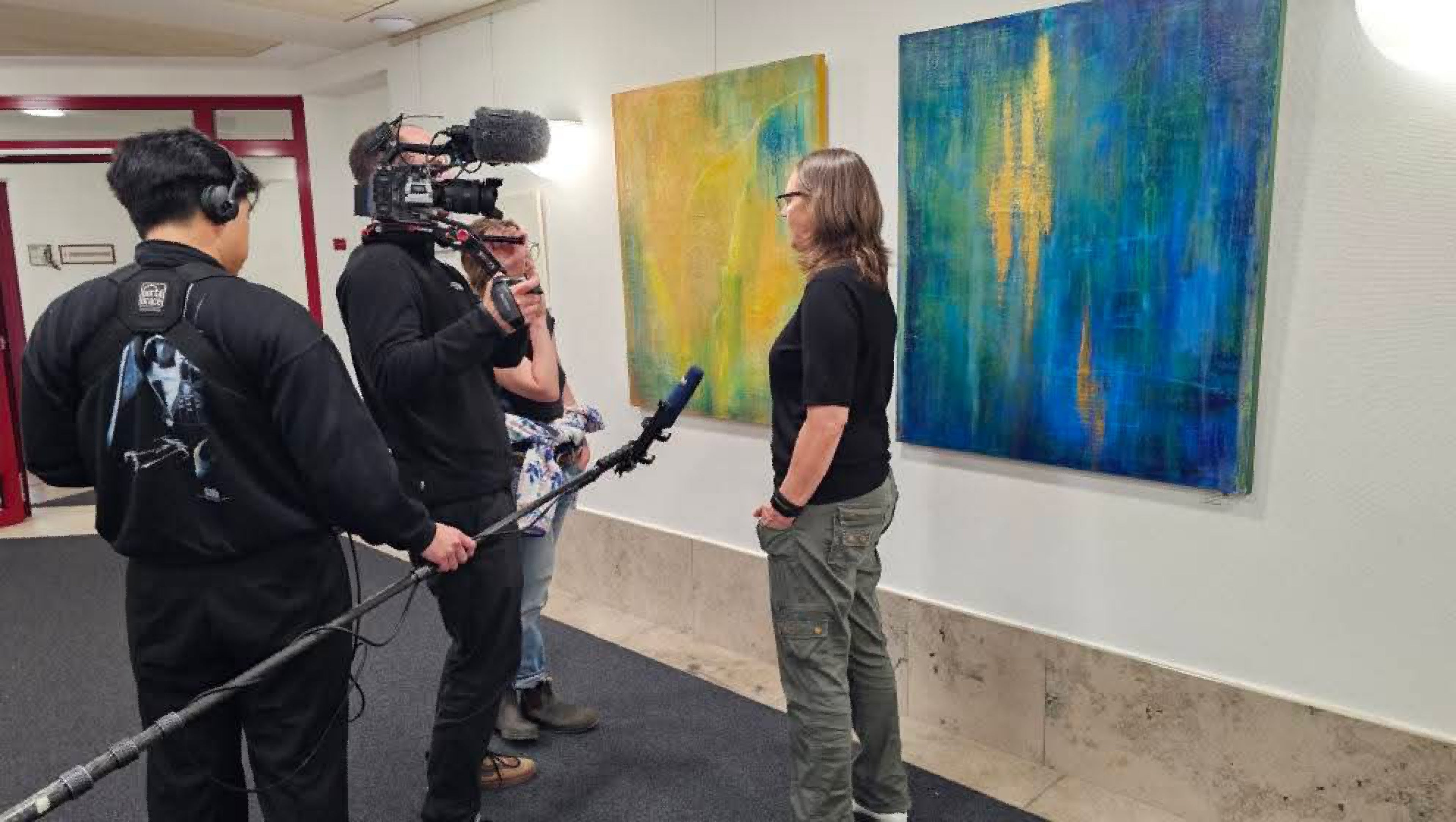 Unikat: Regnet Gold II, 120 cm x 10 cm, Acryl + Blattgold auf Marmormehl und Leinwand