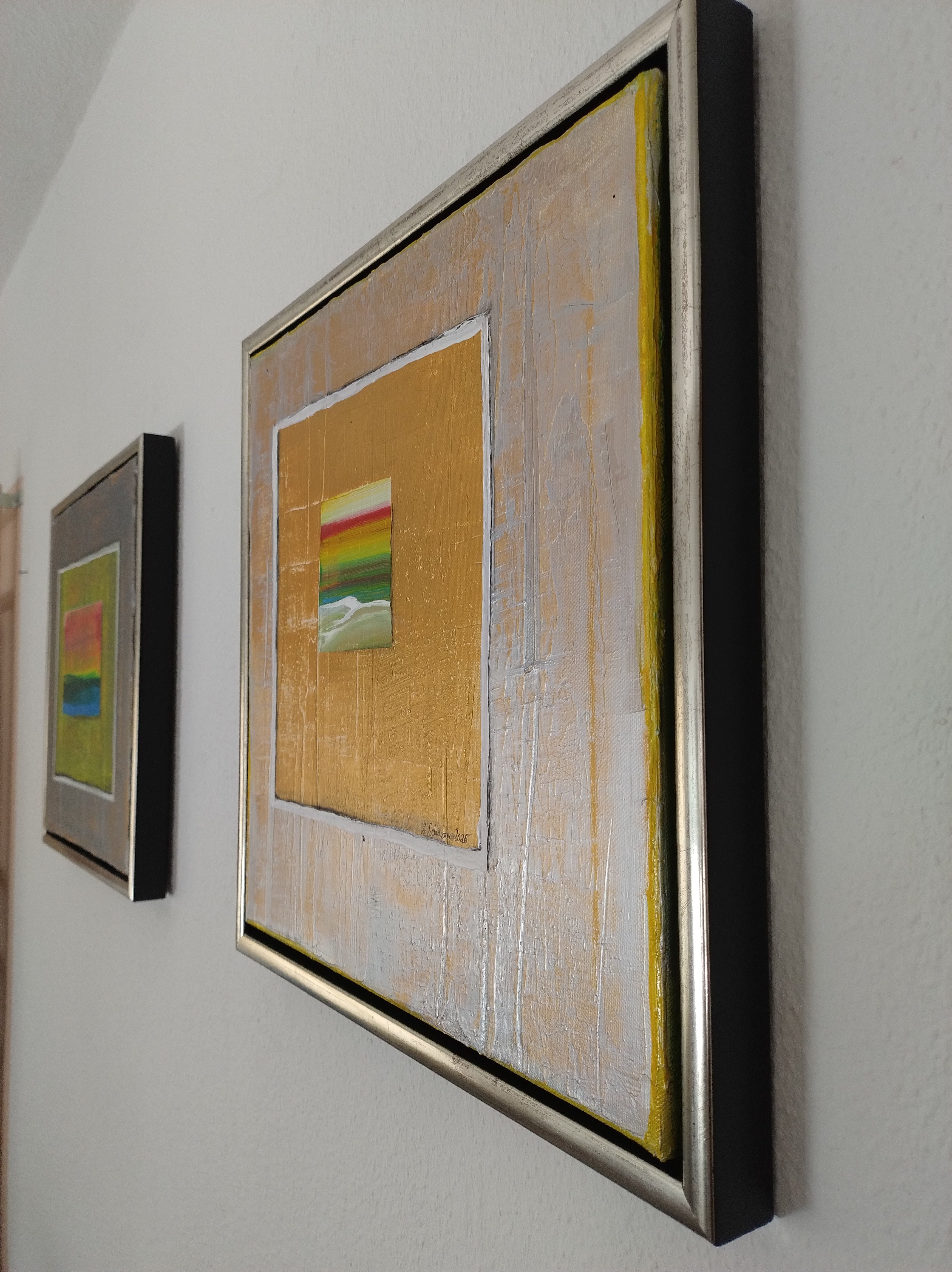 Unikat: Farbspiel in Gold, 40 cm x 40 cm, Acryl auf Leinwand