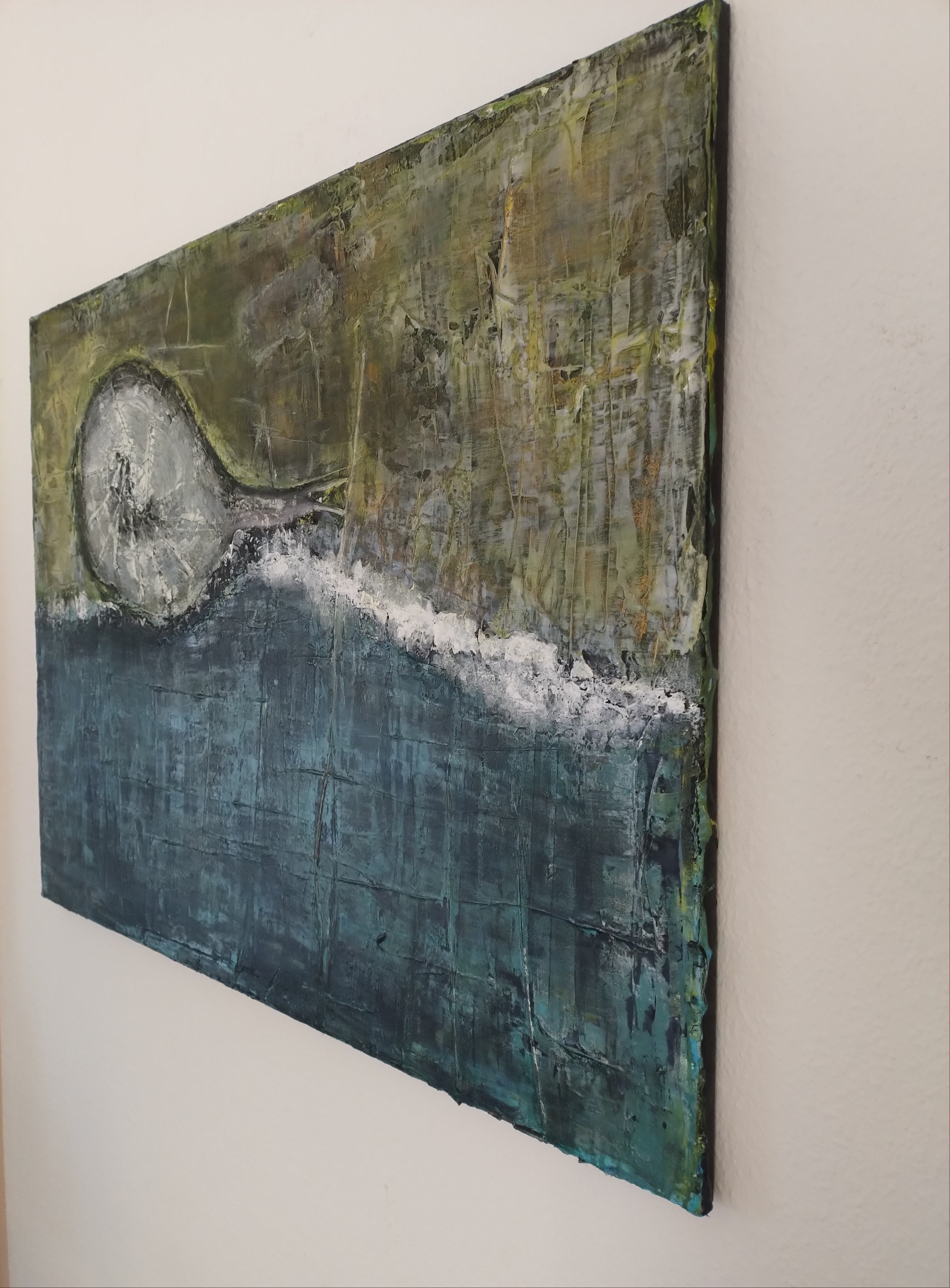 Unikat: Schneck, 70 cm x 90 cm, Acryl auf Marmormehl und Leinwand