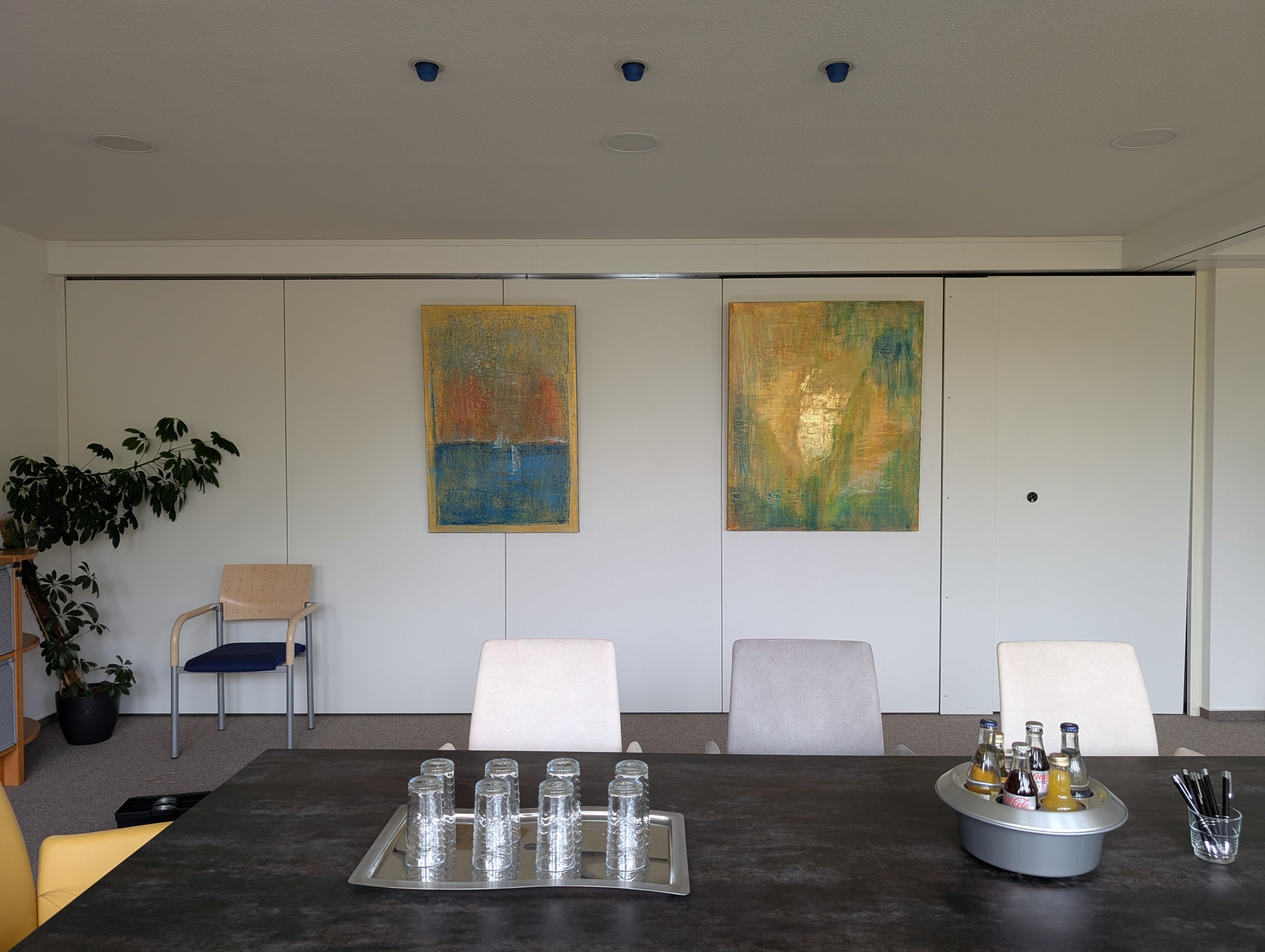 Unikat: Regnet Gold II, 120 cm x 10 cm, Acryl + Blattgold auf Marmormehl und Leinwand