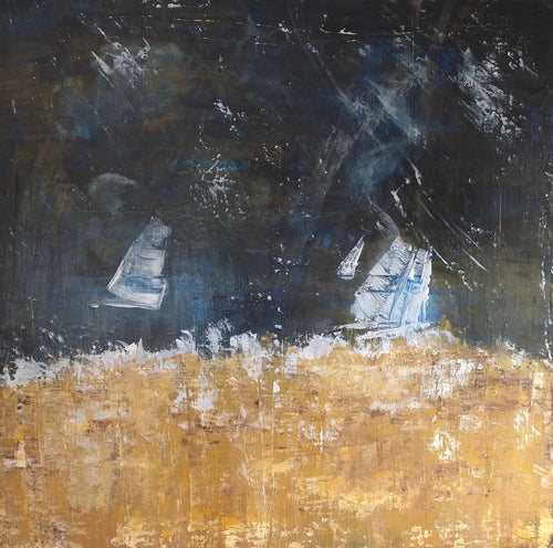 Regen-Regatta – ArtPrint Unikat in hochwertiger ArtBox, 100 cm x 100 cm